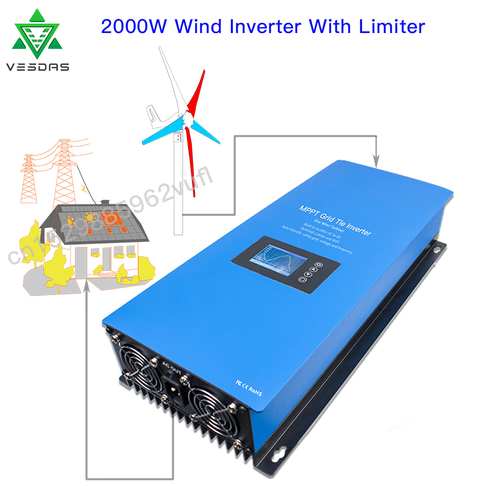 Grid Tie Inverter Limiter 2000W - 1000W 2000W Gió MPPT Điện Trên