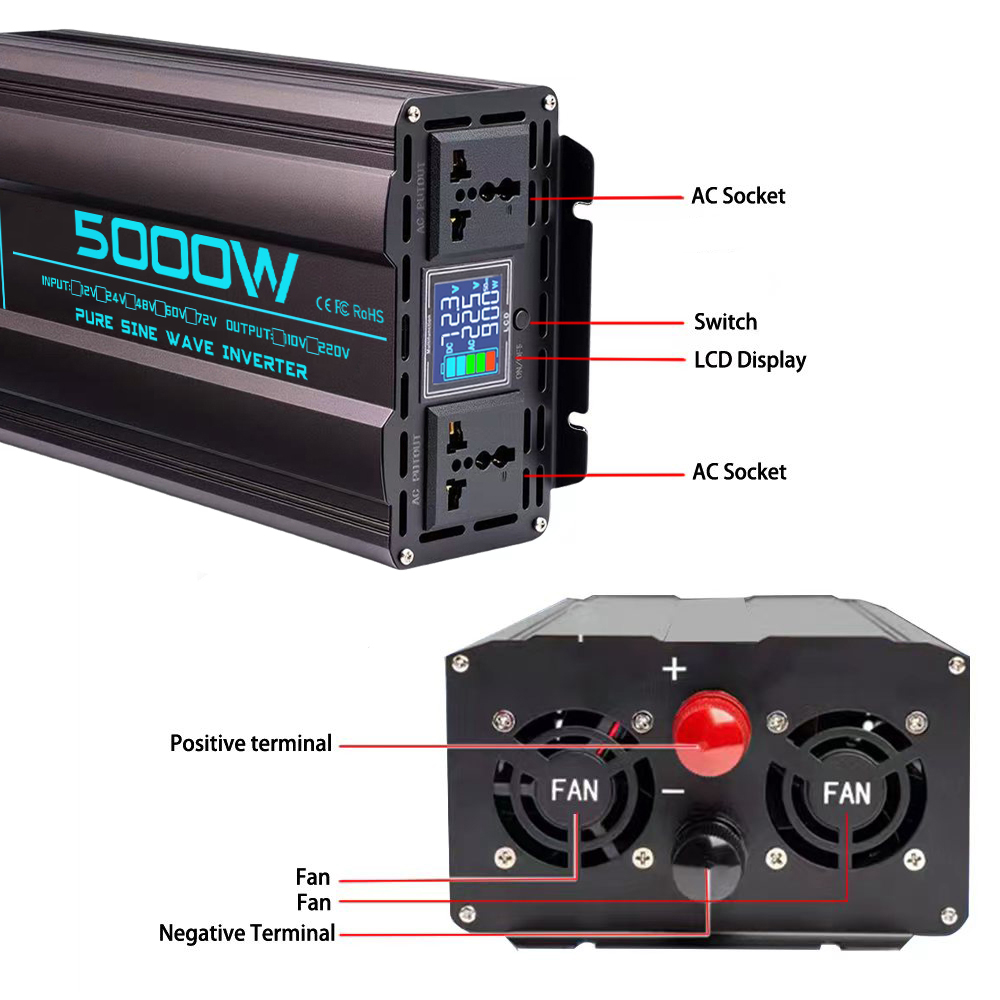 Pure Sine Wave Inverter 12V/24 - đánh giá và giá Pure Sine Wave Inverter 5000W 48V 220V