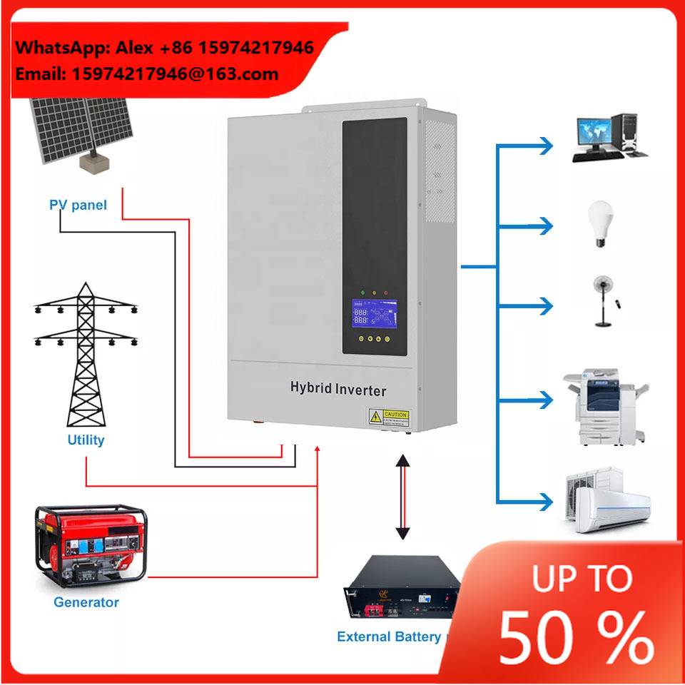 5.5KW 48V Hybrid On/ Off Grid  - đánh giá và giá Hybrid Solar Inverter 5.5Kw Mppt 48V