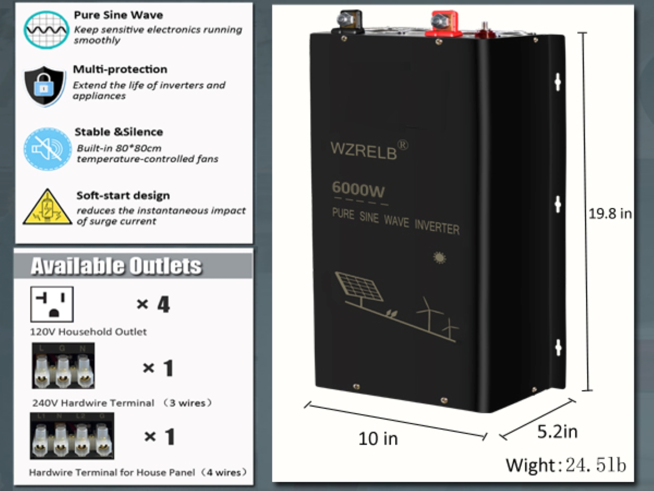 6000W Off Grid Split Phase Pur - đánh giá và giá Off Grid Solar Inverter 48V 6000W