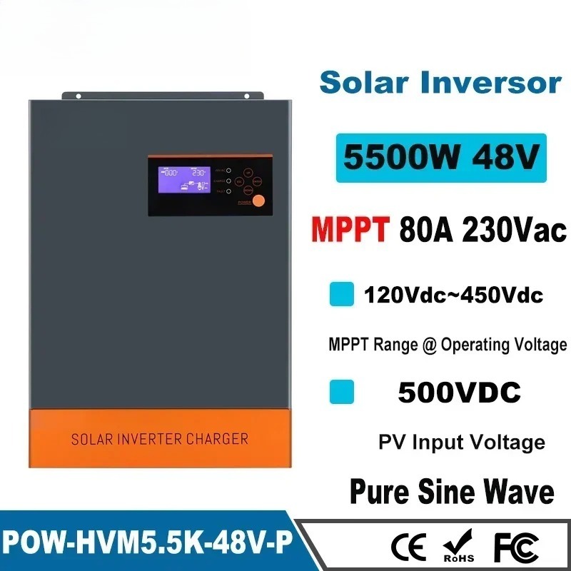 factory 5.5KW 5.5KVA MPPT 80A  - đánh giá và giá Hybrid Solar Inverter 5.5Kw Mppt 48V