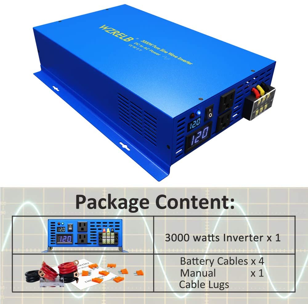 Pure Sine Wave Power Inverter  - đánh giá và giá Inverter Pure Sine Wave 60Hz 120V 3000W