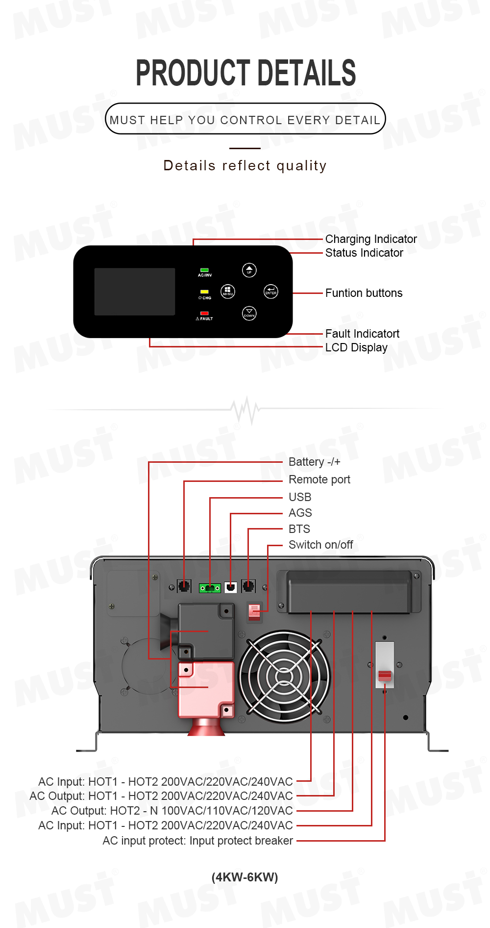 Must Best Selling 110V 120V 22 - đánh giá và giá Pure Sine Wave Inverter 5000W 48V 220V