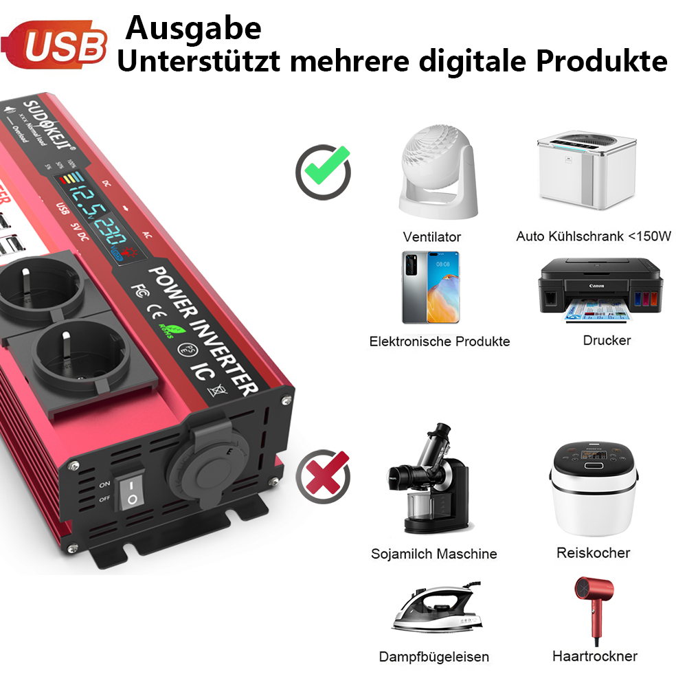 12V To 220V 4000W Peak Power I - đánh giá và giá Power Inverter 12V 220V 4000W Continuous